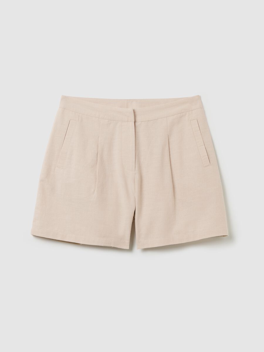Shorts da donna in puro cotone beige regular fit_4