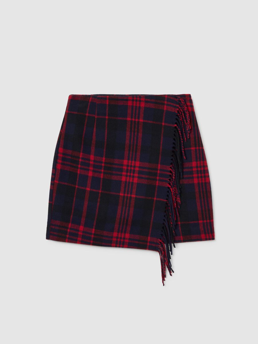 Multicolour checked skirt with fringes_4