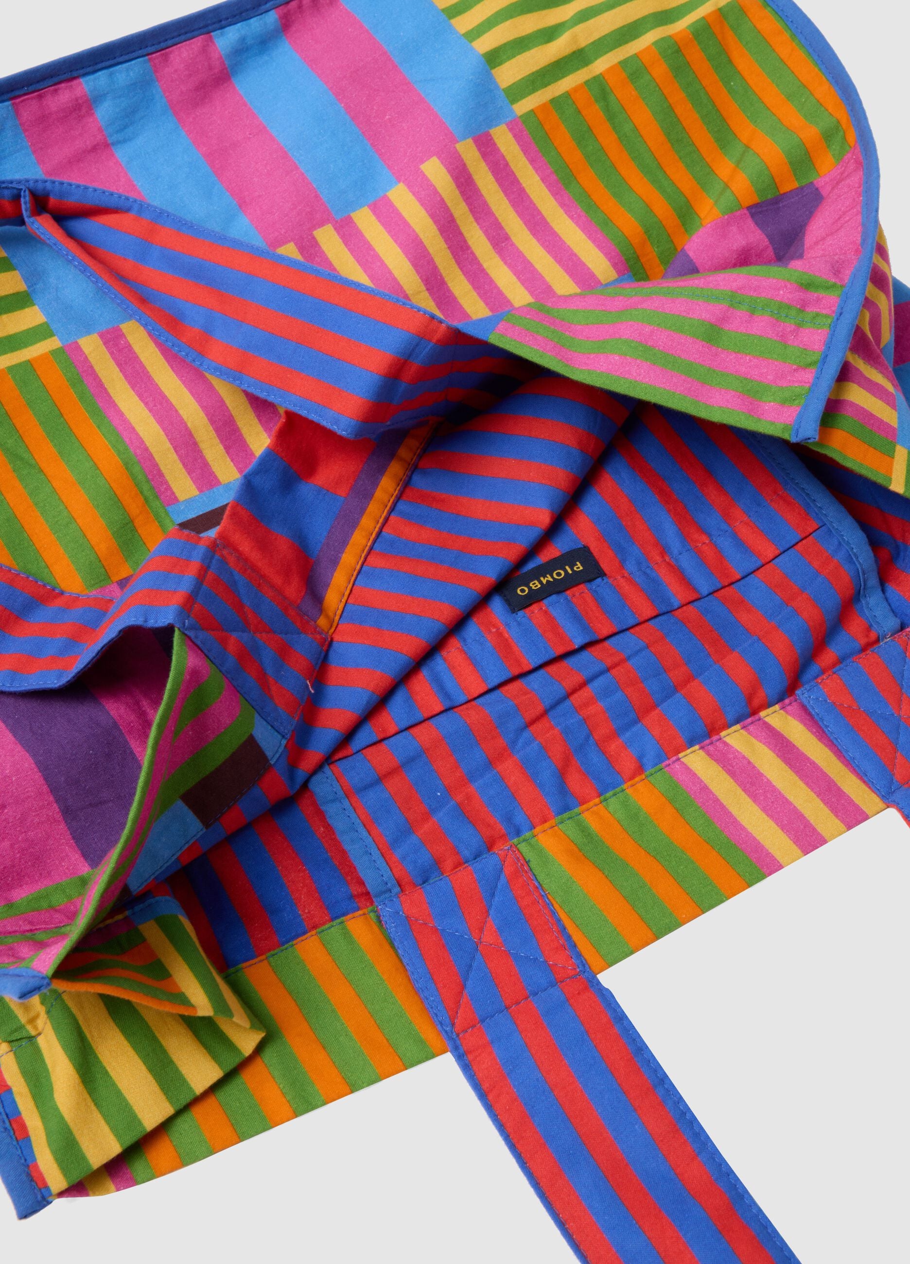 Multicolour striped pure cotton shopper bag