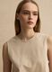 Beige cotton-blend tank top_0