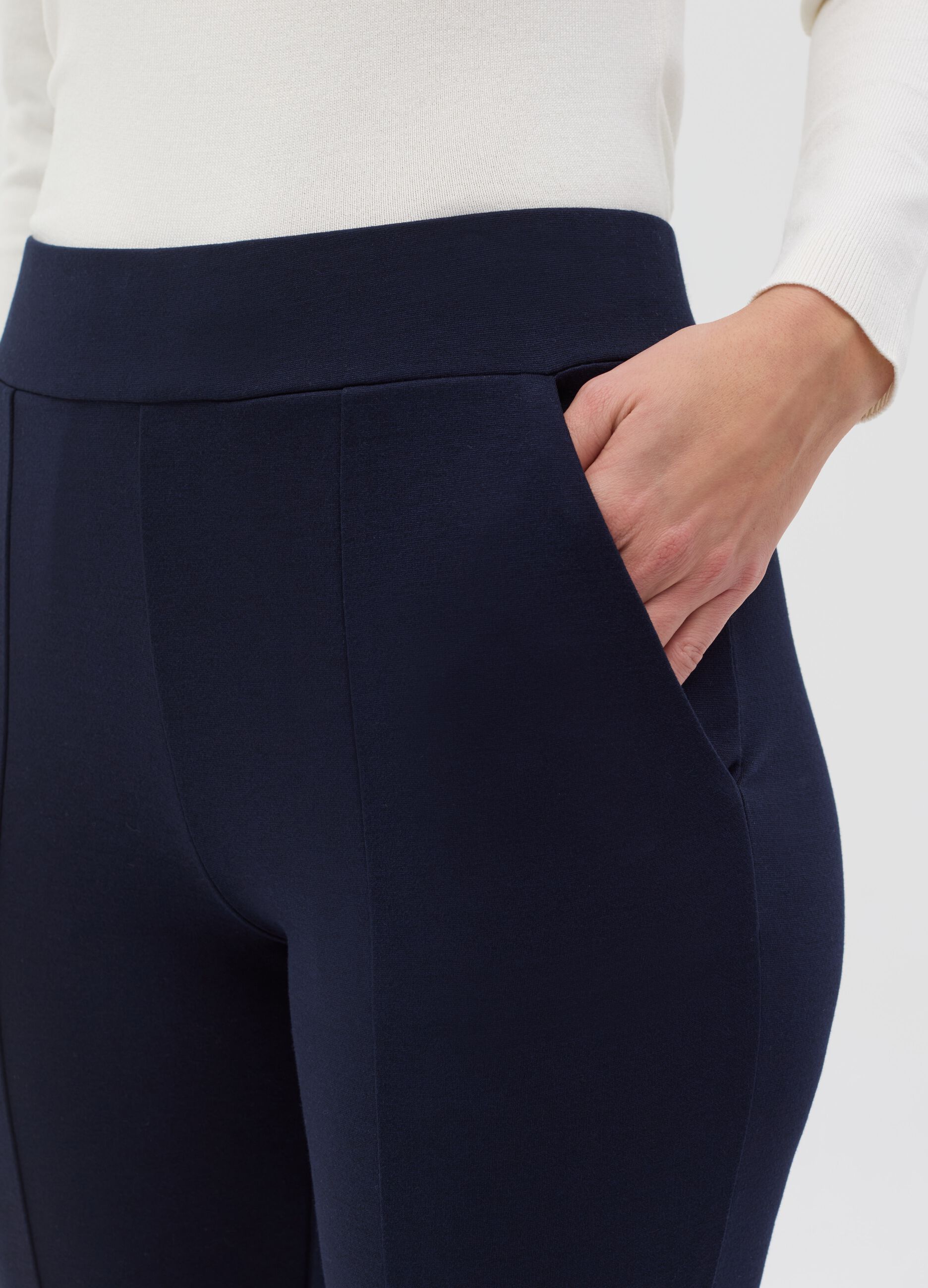 Milano-stitch leggings with raised seams
