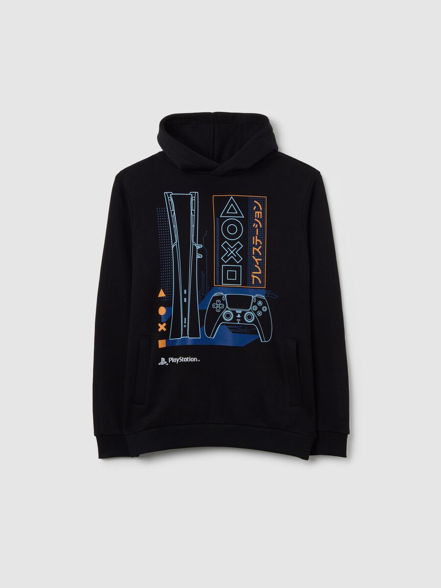 Felpa con cappuccio nera da bambino in misto cotone regular fit_3