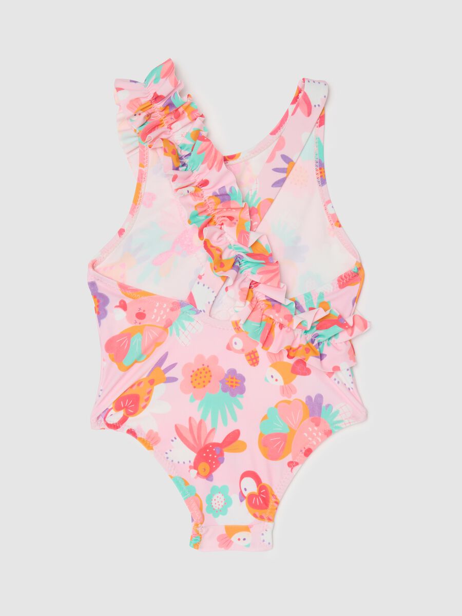 Costume intero da bambina in tessuto elasticizzato multicolor_1