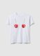 White pure cotton regular fit T-shirt with cherry print_4