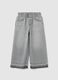 Jeans da bambina in puro cotone grigio wide leg_0