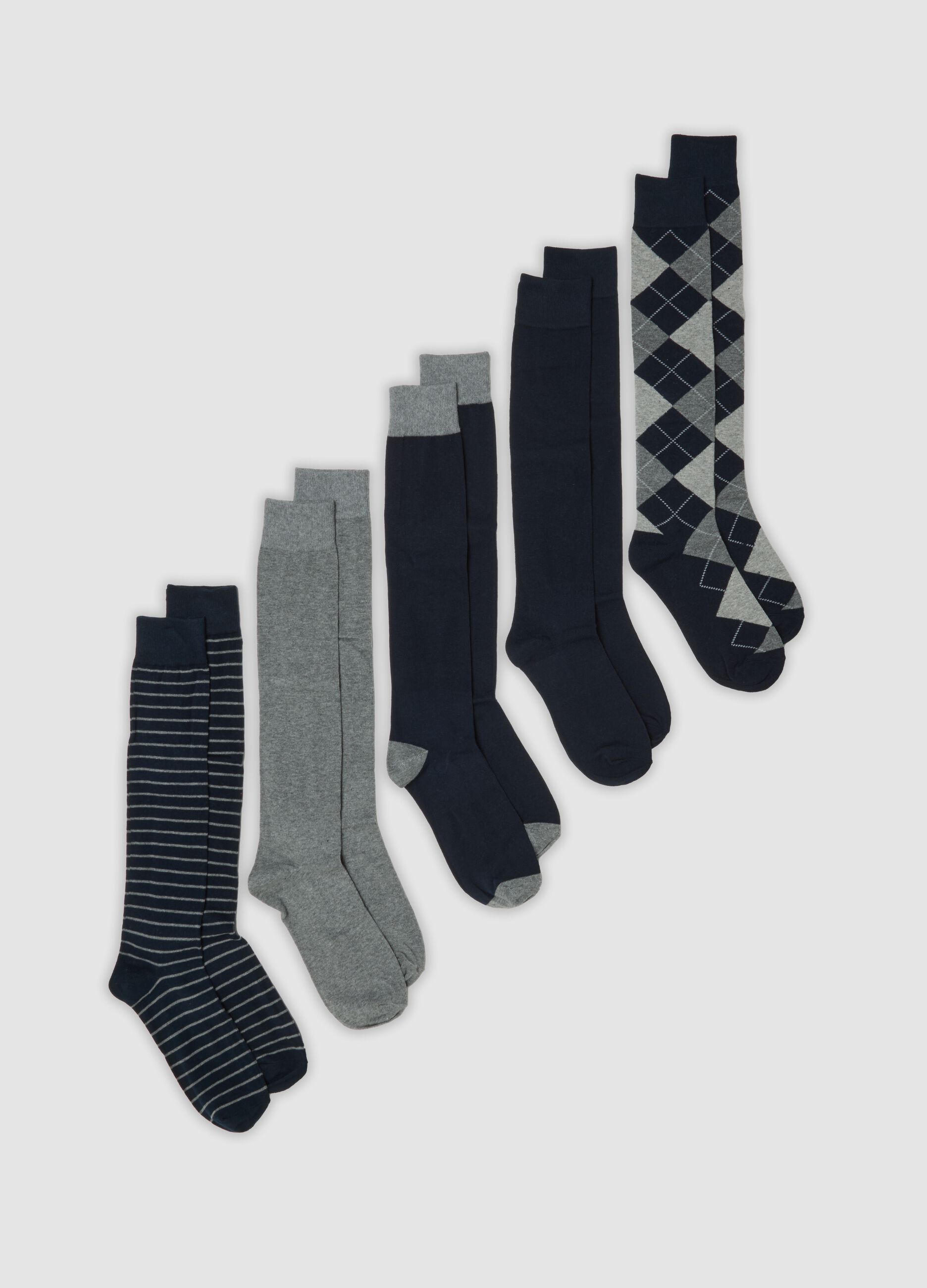 Five-pack of multicoloured long socks in stretch organic cotton