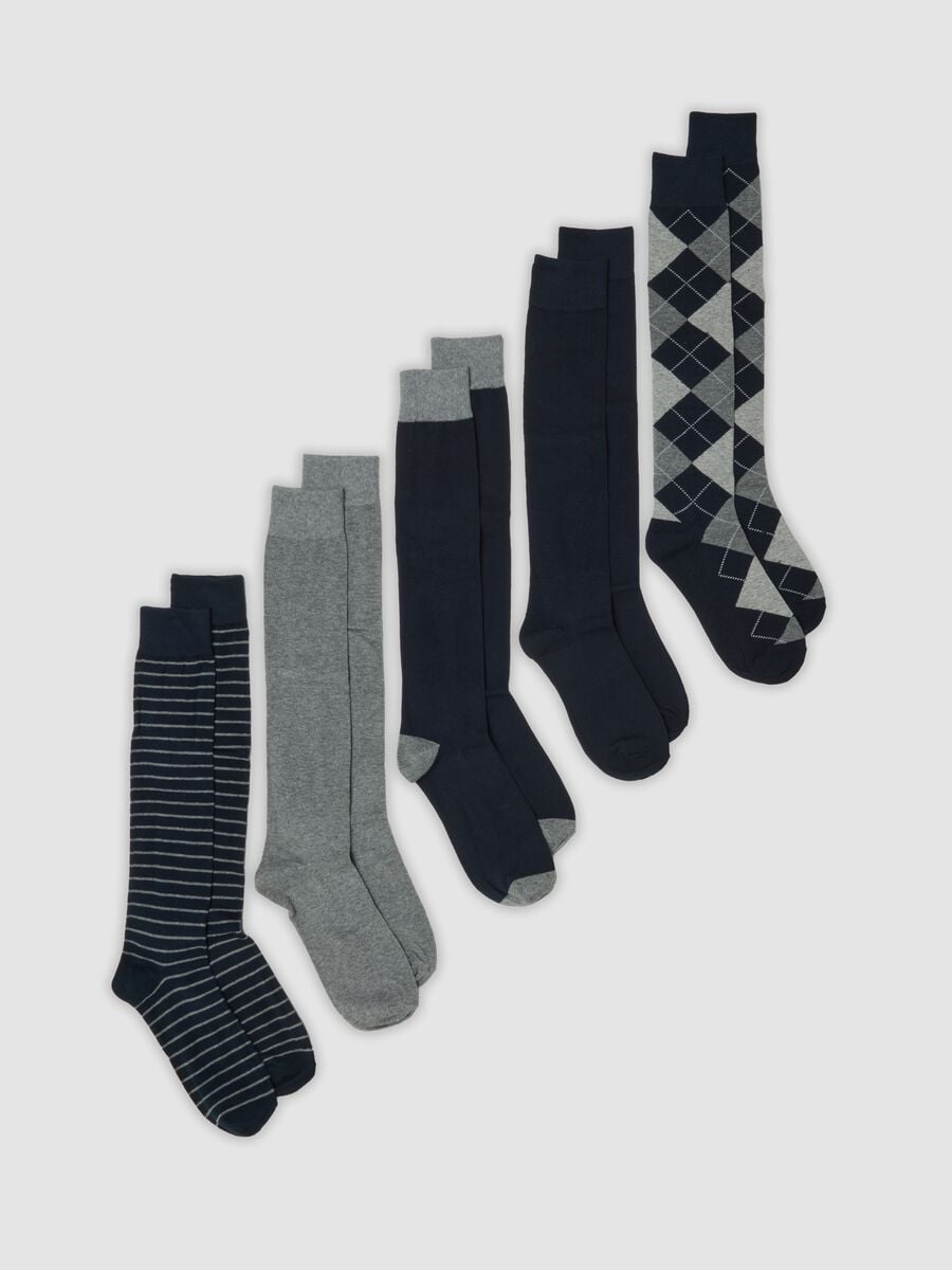 Five-pack of multicoloured long socks in stretch organic cotton_0