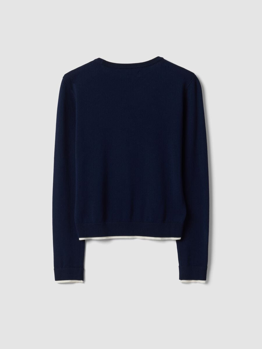 Blue crew-neck jumper in viscose blend_5