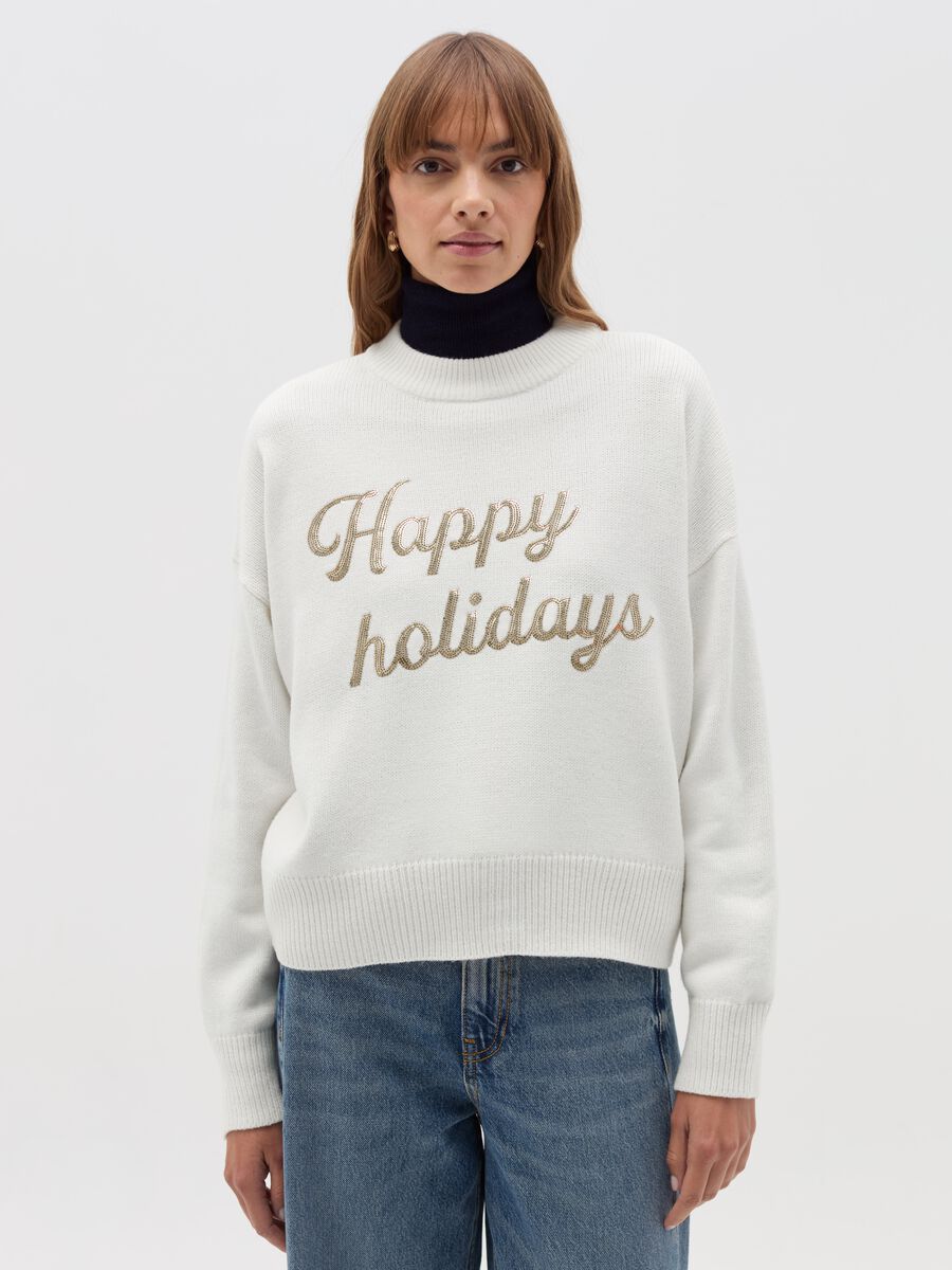 “Happy Holidays" Christmas Jumper with sequins_0