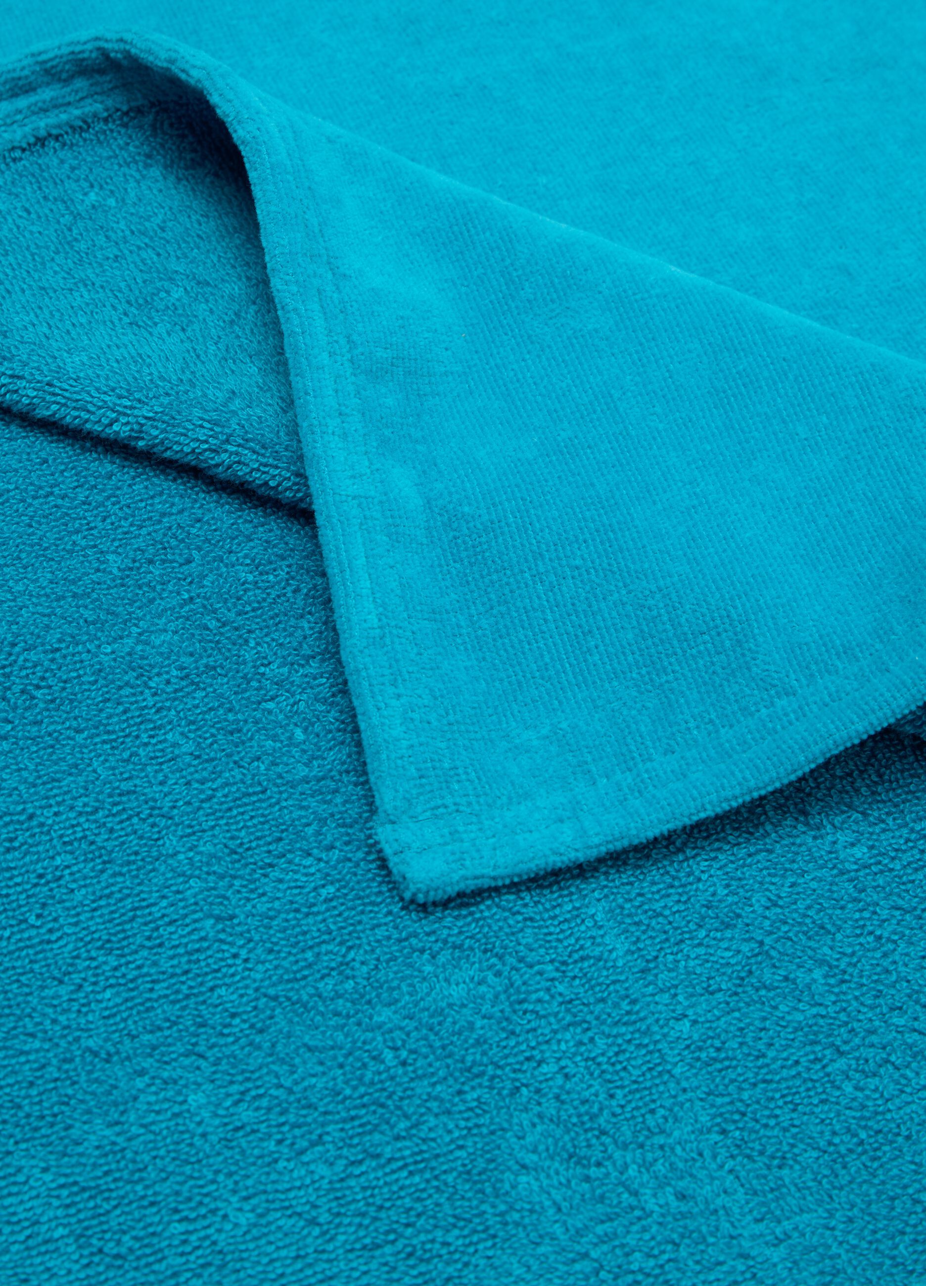 Blue cotton hooded children's towel poncho