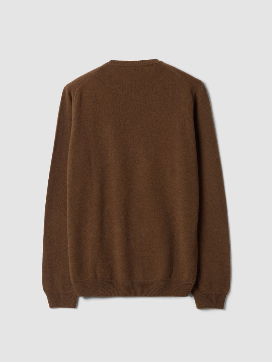 Pullover marrone in pura lana a girocollo regular fit_2