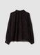 Camicia nera con fantasia floreale e fiocco al collo_6