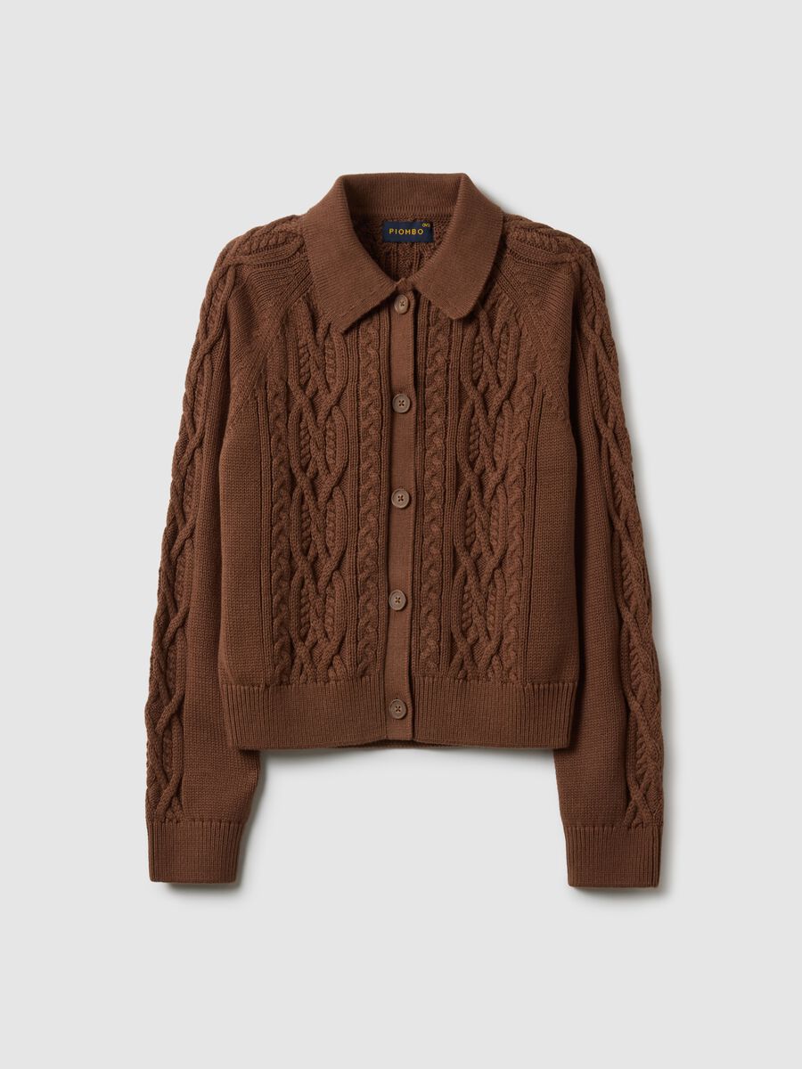 Regular fit brown pure cotton cardigan_4