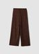 Brown openwork wide-leg trousers with elasticated waistband_4