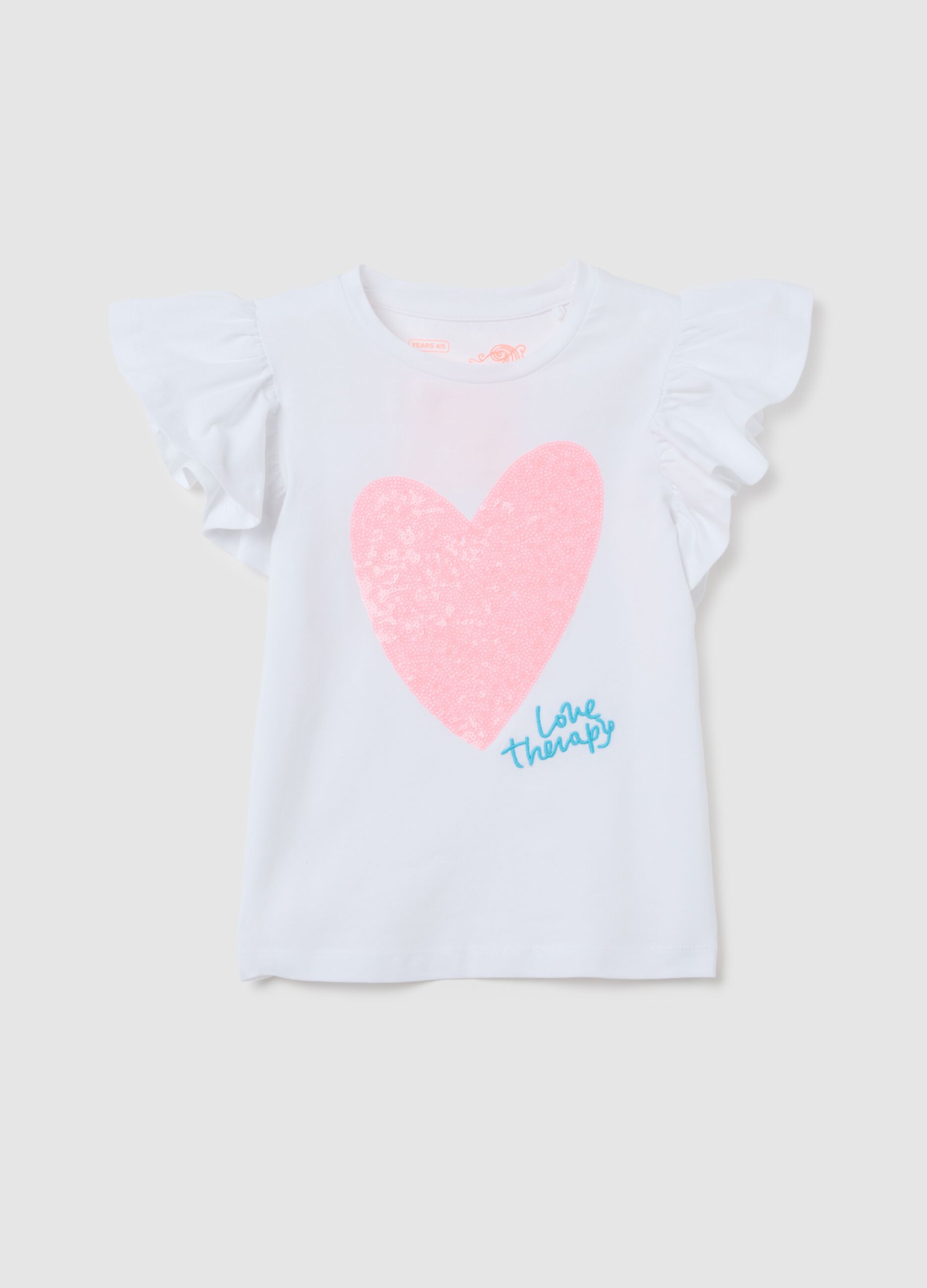 T-shirt da bambina in cotone elasticizzato bianca