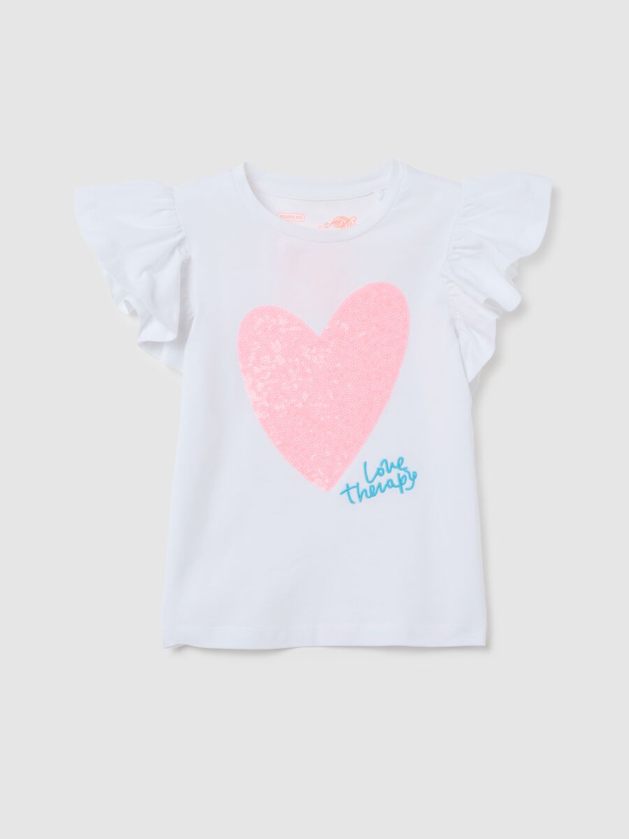 Girls' white stretch cotton T-shirt_0