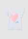 T-shirt da bambina in cotone elasticizzato bianca_0