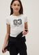 Girls' White Pure Cotton Slim Fit T-shirt with Print_0