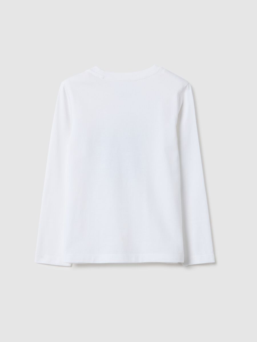 Girls' white pure cotton T-shirt, regular fit_1