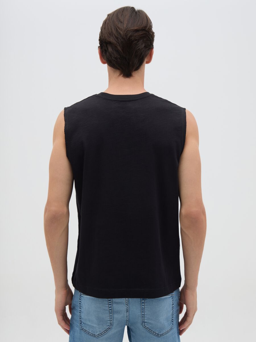 Men's black pure cotton vest regular fit_3