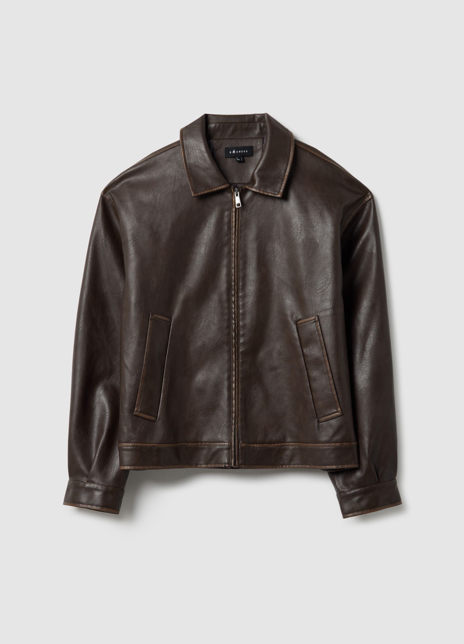 Brown padded oversized jacket with zip