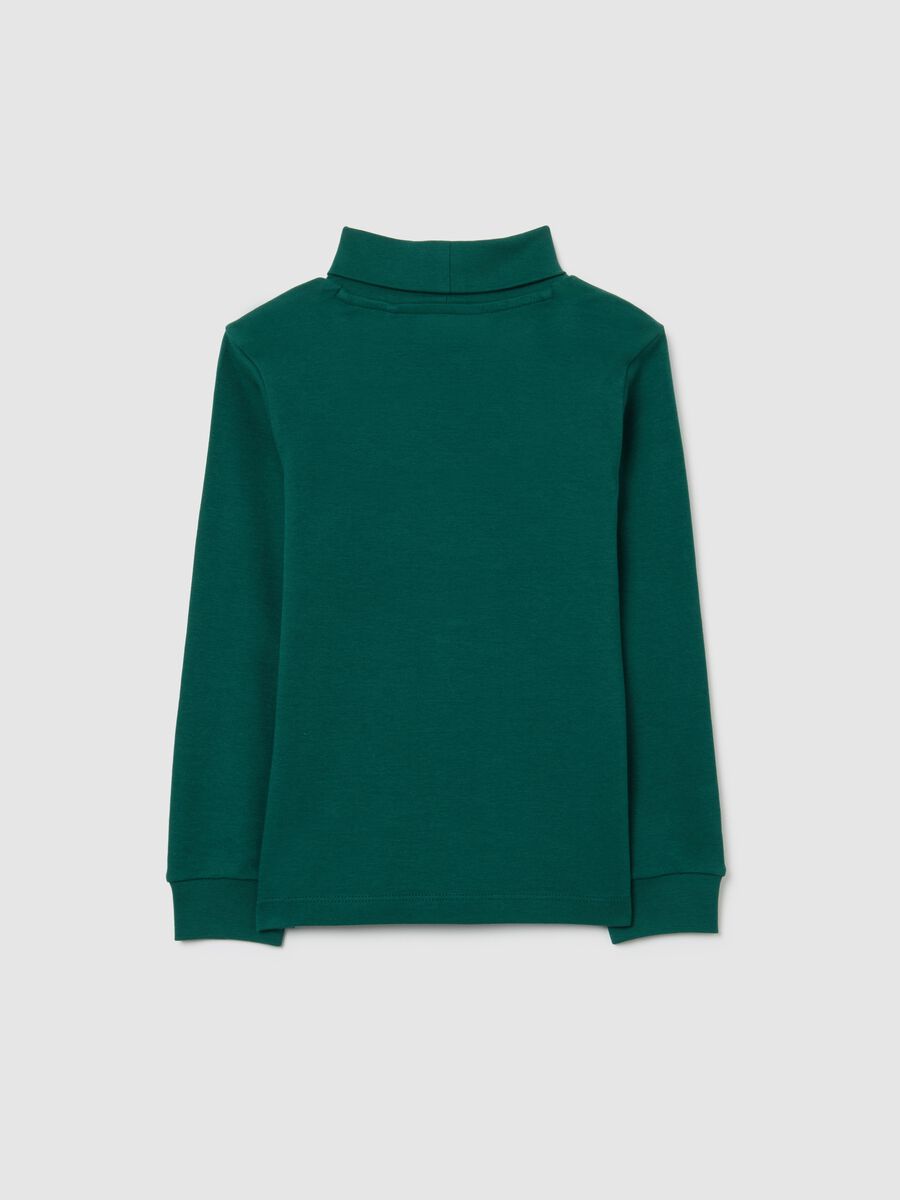 Children's green turtleneck sweater in pure cotton regular fit_1
