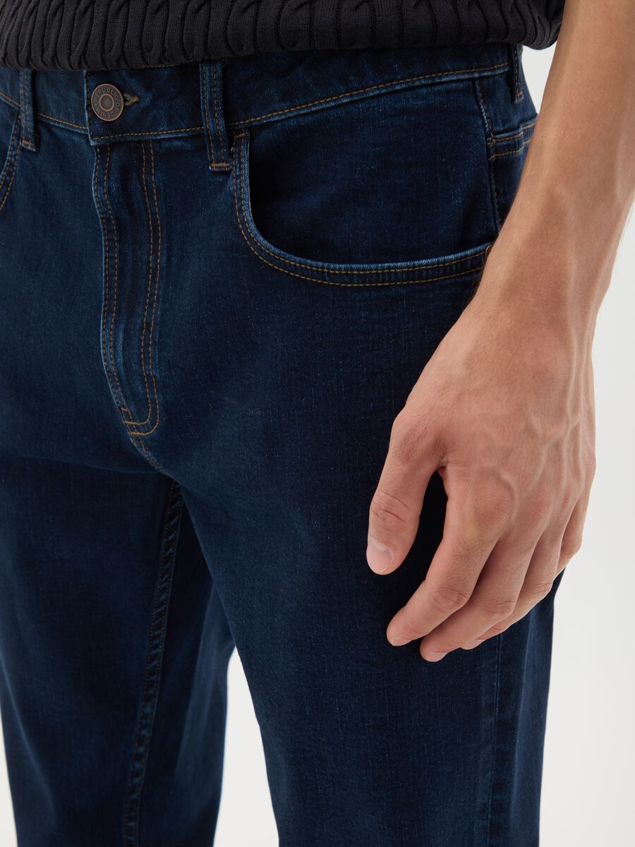 Men's blue denim regular fit jeans_2