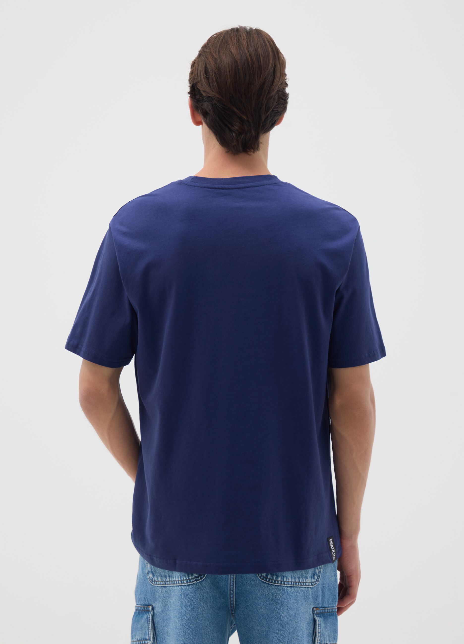 T-shirt in puro cotone blu regular fit con Snoopy
