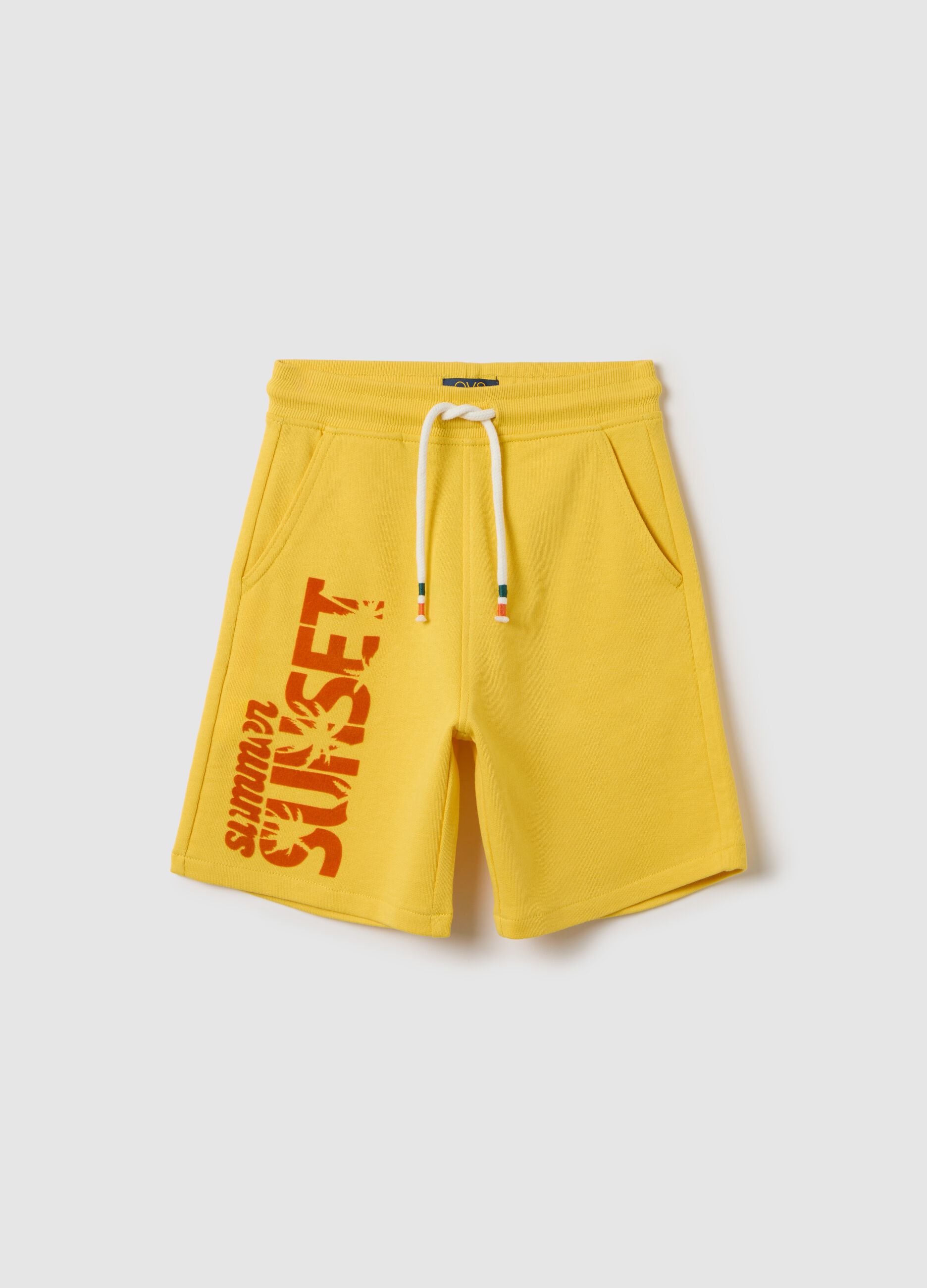 Short yellow trousers in cotton
