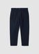 Blue stretch cotton twill carrot-fit trousers_0