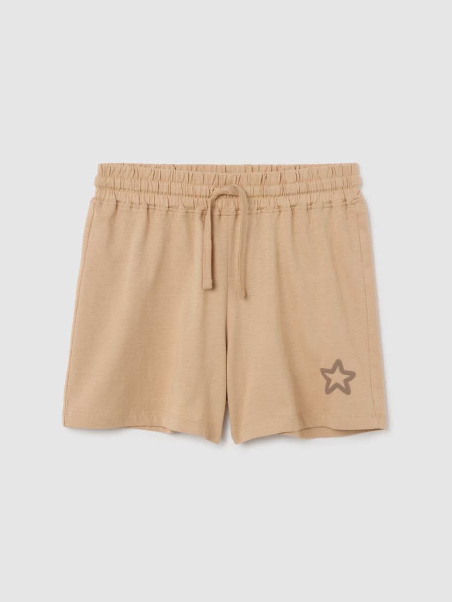 Short da ragazze in puro cotone beige regular fit_3