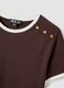 Brown pure cotton T-shirt with buttons, regular fit_6