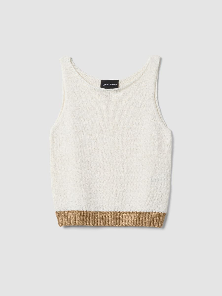 White cotton-blend top_0