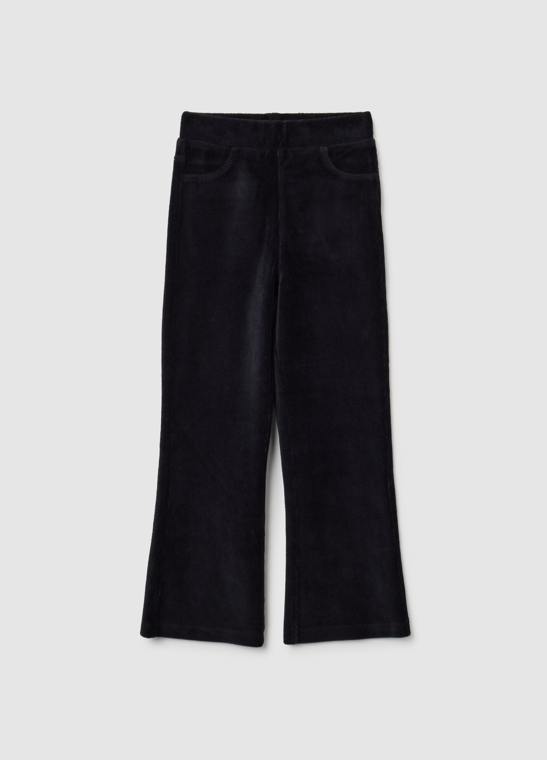 Girls' black cotton blend flare trousers