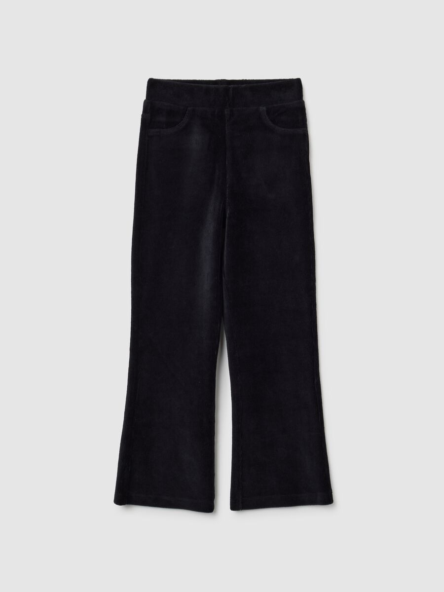 Girls' black cotton blend flare trousers_0