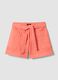 Regular fit pink stretch cotton shorts for girls_3