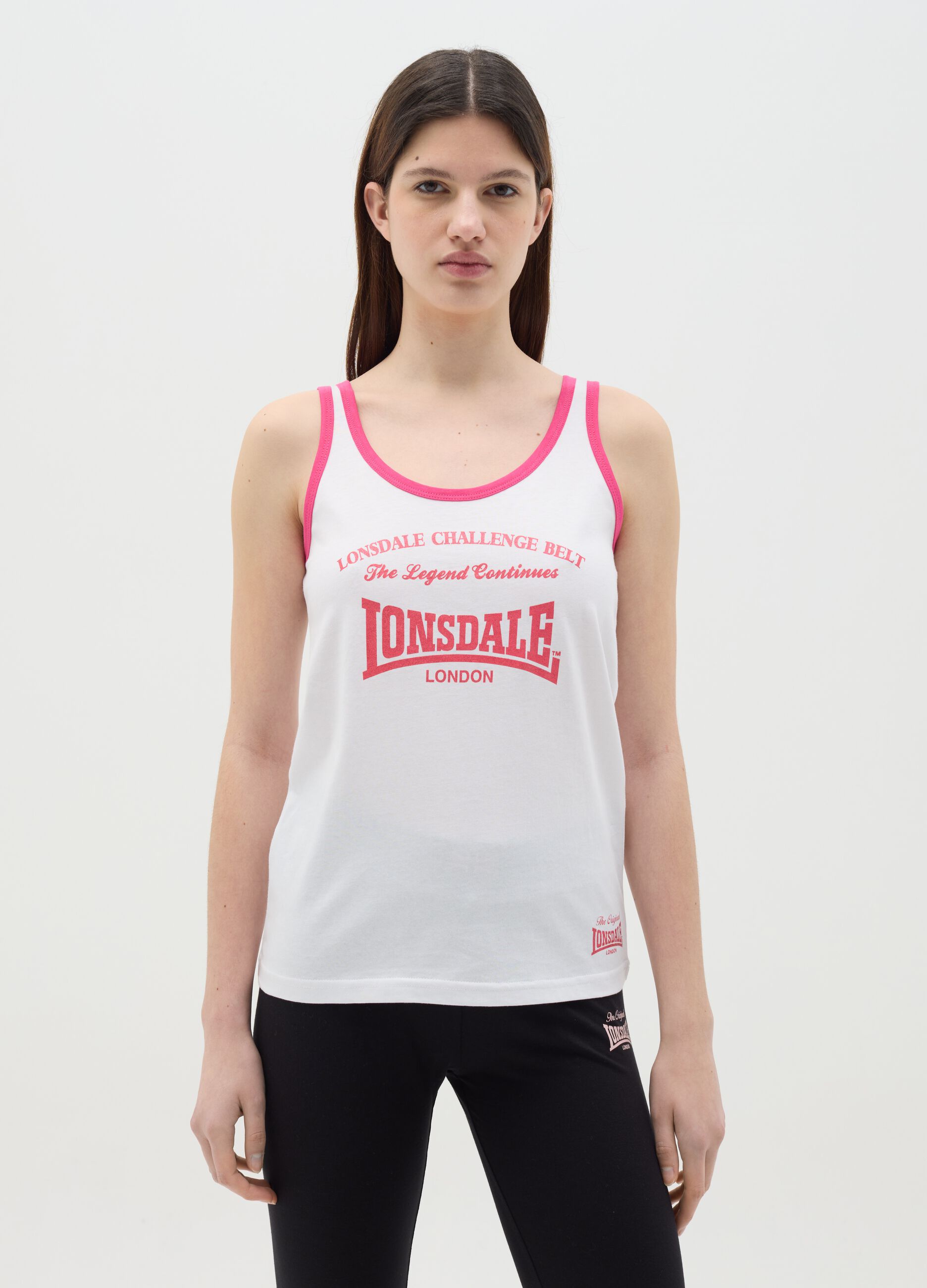 White tank top with contrast edging