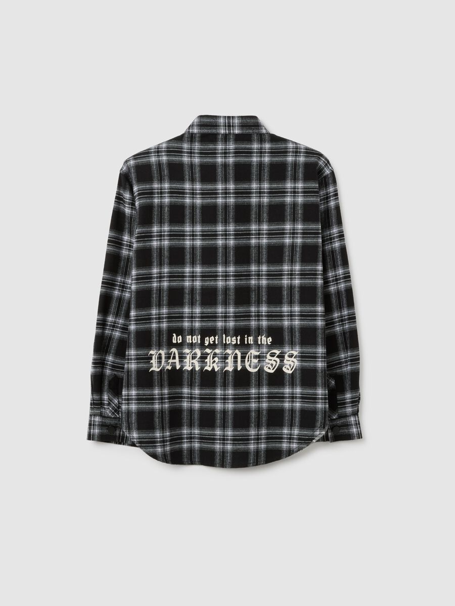 Camicia da ragazzo in puro cotone nera a quadri over fit_1