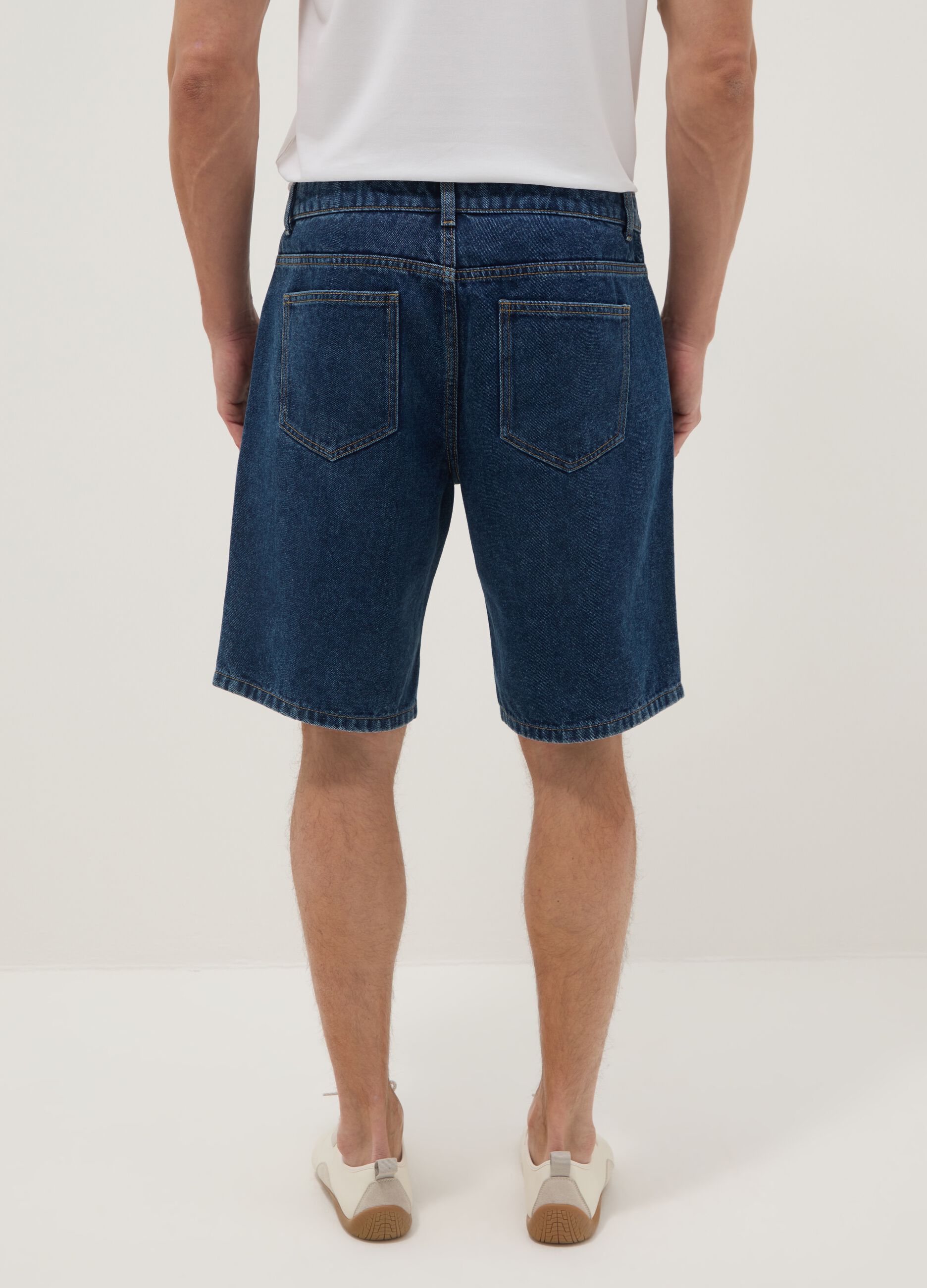 Blue denim Bermuda shorts in cotton blend, regular fit