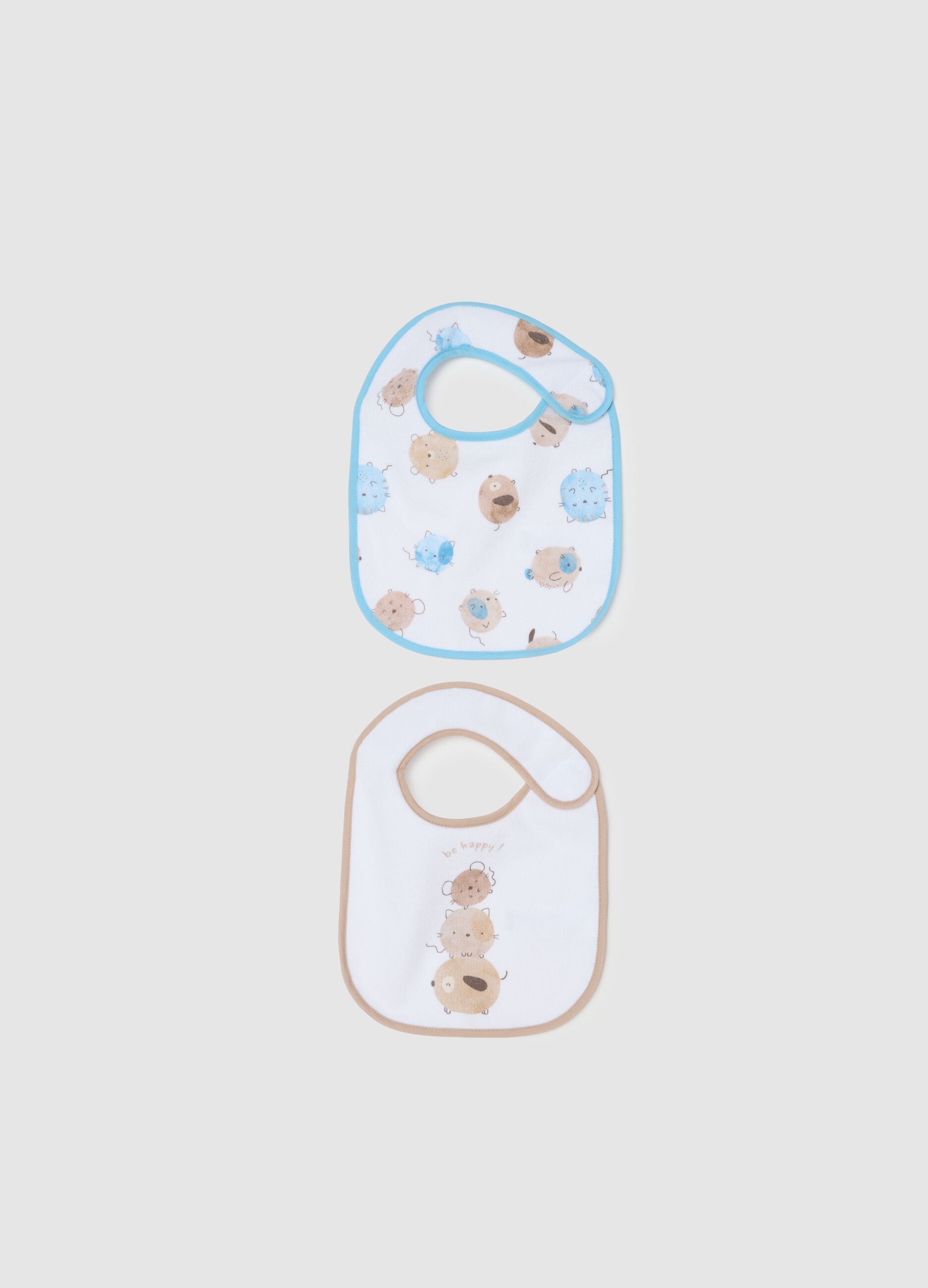 Two-pack cotton-blend baby bibs in multicolour
