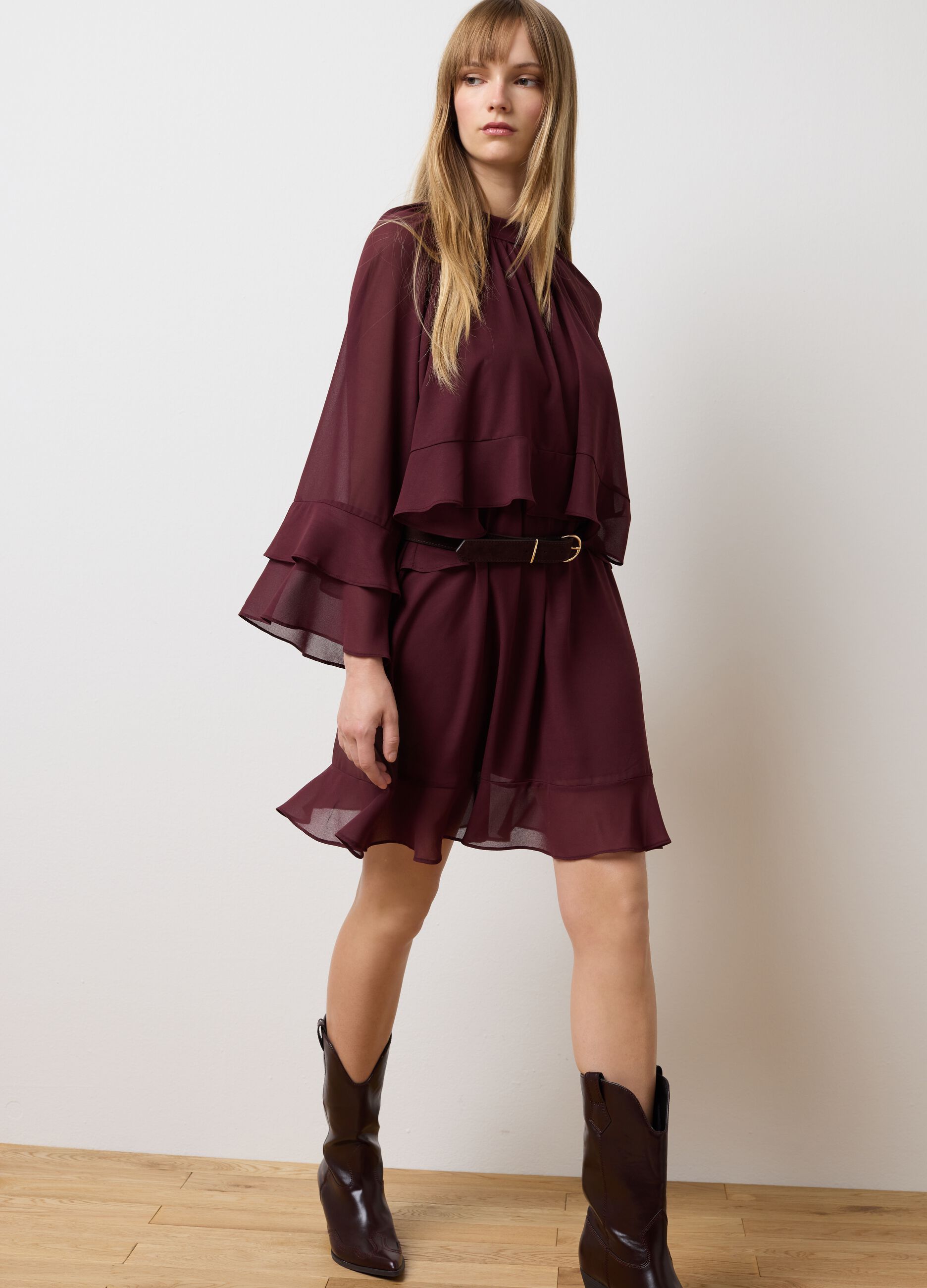 Brown crepe oversized dress