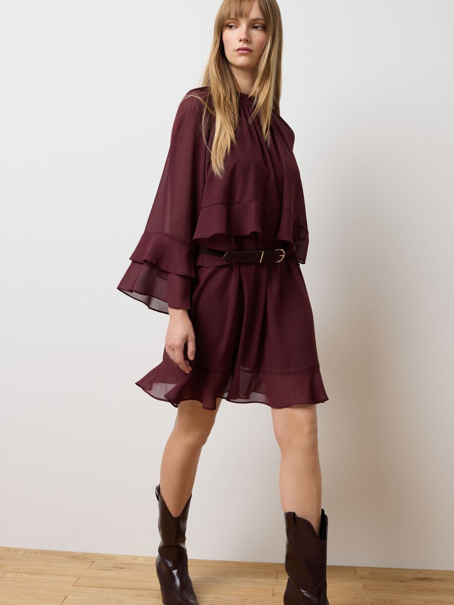 Vestito in crepe marrone over_0