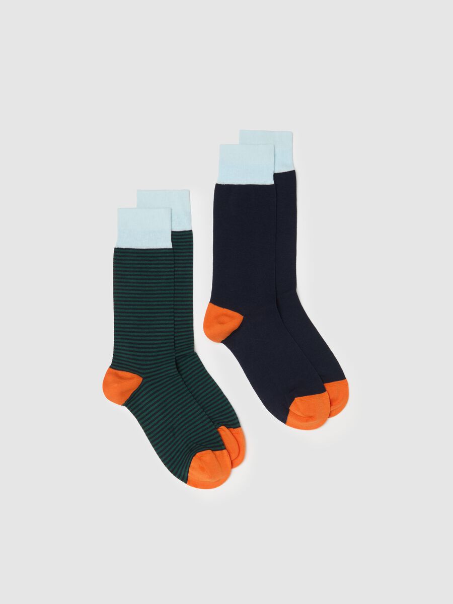 Two-pair pack stretch midi socks with striped pattern_0