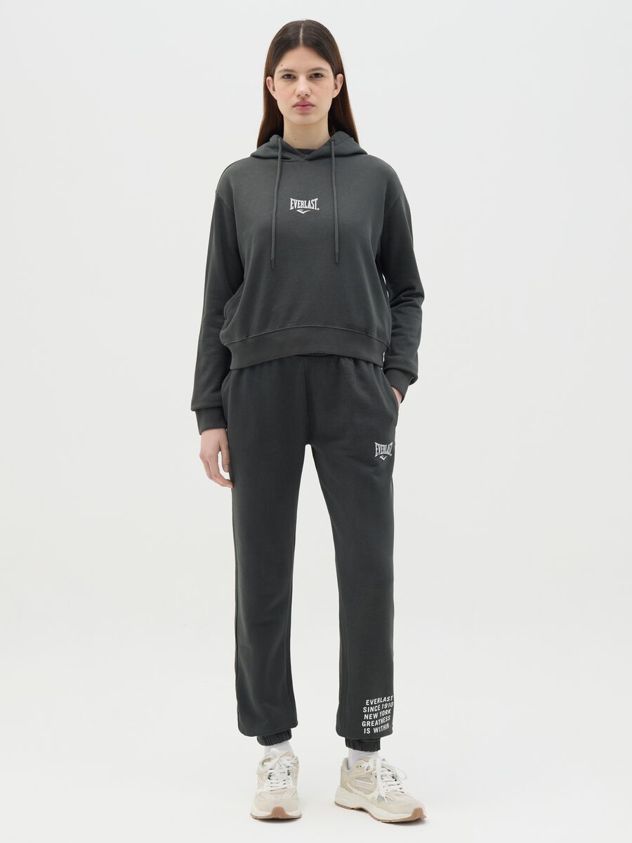 Grey swearshirt with hood and logo print_1