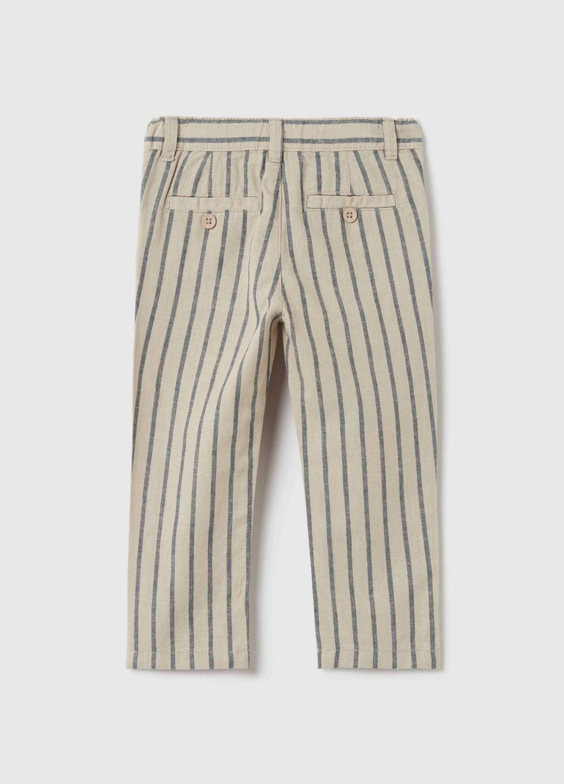 Striped trousers in linen and cotton