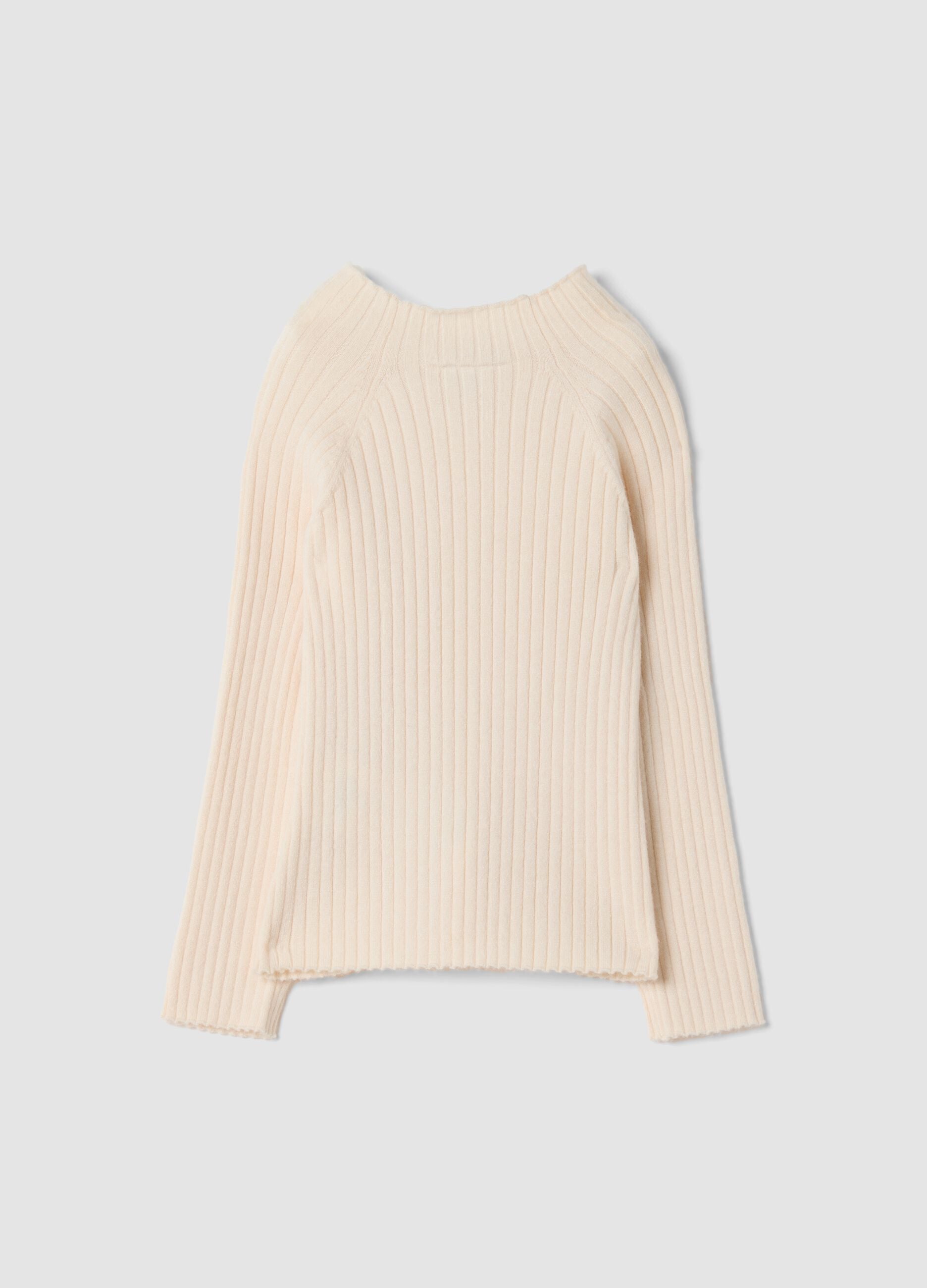 White ribbed viscose-blend crew-neck top