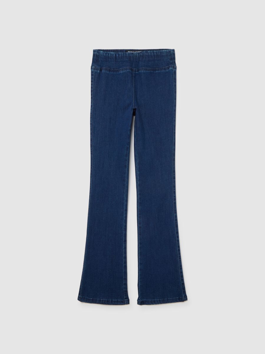 Pantaloni flare blu in misto cotone_0