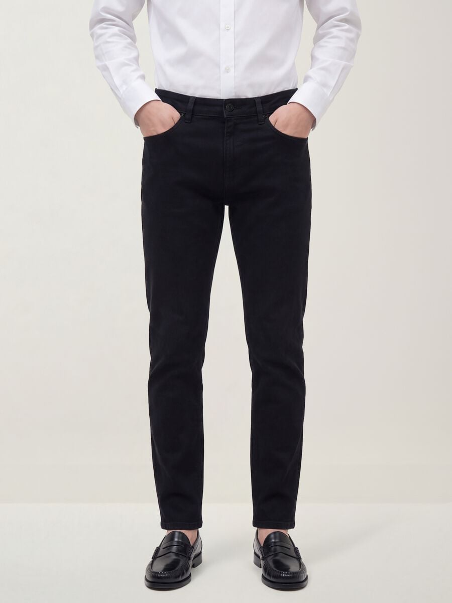 Jeans neri in misto cotone e viscosa slim fit_1