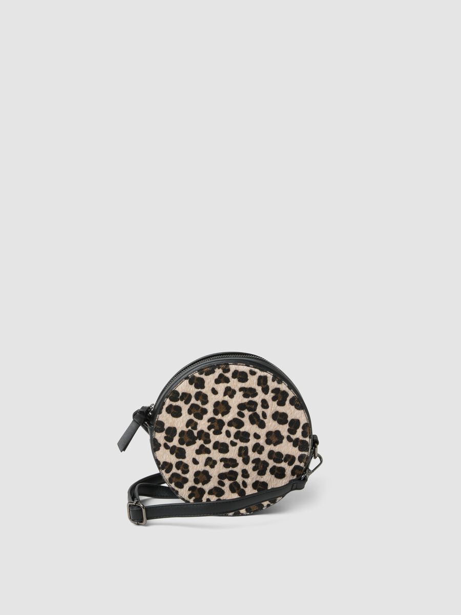 Borsa rotonda beige con stampa animalier_0