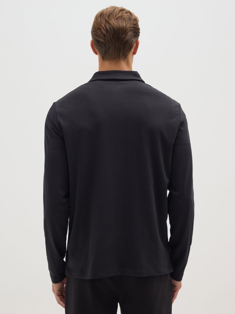 Polo in misto cotone nero regular fit_2